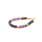 Load image into Gallery viewer, Amethyst and Labradorite 8 mm Necklace and Bracelet with 24K Fair Trade Gold Vermeil Bracelet