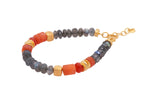 Load image into Gallery viewer, Carnelian and Labradorite Bracelet and Necklace 8mm 24K Fair Trade Gold Vermeil