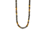 Load image into Gallery viewer, Labradorite, Peach Moonstone and Smoky Quartz Necklace 8mm 24K Fair Trade Gold Vermeil