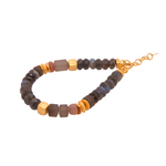 Load image into Gallery viewer, Labradorite, Moonstone & Smoky Quartz 8mm Bracelet 24K Fair Trade Gold Vermeil