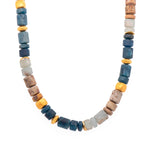 Load image into Gallery viewer, Aquamarine, Apatite And Jasper Necklace 8mm 24K Fair Trade Gold Vermeil