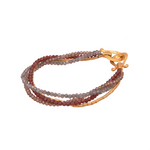 Load image into Gallery viewer, Multi Strand Garnet, Labradorite, Zircon and Gold Tube Bracelet 24K Fair Trade Gold Vermeil
