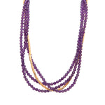 Load image into Gallery viewer, Multi Strand Amethyst and Gold Tube Necklace 24K Fair Trade Gold Vermeil