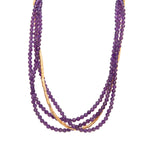 Load image into Gallery viewer, Multi Strand Amethyst and Gold Tube Necklace 24K Fair Trade Gold Vermeil