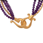 Load image into Gallery viewer, Multi Strand Amethyst and Gold Tube Necklace 24K Fair Trade Gold Vermeil