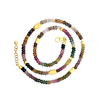 Load image into Gallery viewer, Multi Tourmaline 4MM Beaded Necklace 24K Gold Vermeil