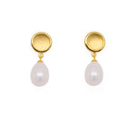 Load image into Gallery viewer, Sun Drop Stone Faceted Earrings 24K Gold Vermeil Pearl