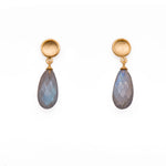 Load image into Gallery viewer, Sun Small Drop Earrings 24K Gold Vermeil Labradorite
