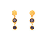 Load image into Gallery viewer, Serenity 2 Bezel Drop Earrings 24K Gold Vermeil Dumortierite