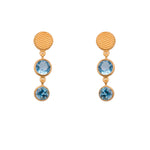 Load image into Gallery viewer, Serenity 2 Bezel Drop Earrings 24K Gold Vermeil Sky Blue Topaz