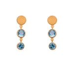 Load image into Gallery viewer, Serenity 2 Bezel Drop Earrings 24K Gold Vermeil