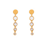 Load image into Gallery viewer, Serenity 4 Bezel Drop Earrings 24K Gold Vermeil Rainbow Moonstone