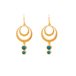Load image into Gallery viewer, STRENGTH DOUBLE CIRCLE TURQUOISE WIRE EARRINGS 24K GOLD VERMEIL - Joyla Jewelry