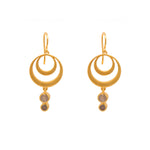 Load image into Gallery viewer, STRENGTH DOUBLE CIRCLE LABRADORITE WIRE EARRINGS 24K GOLD VERMEIL - Joyla Jewelry