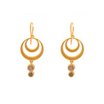Load image into Gallery viewer, Strength Double Circle Wire Earrings 24K Gold Vermeil in Various Gemstones Labradorite