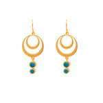 Load image into Gallery viewer, Strength Double Circle Wire Earrings 24K Gold Vermeil in Various Gemstones Turquoise