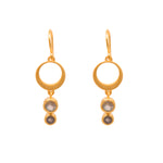 Load image into Gallery viewer, Strength Single Circle Wire Earrings 24K Gold Vermeil in Various Gemstones Labradorite