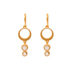 Load image into Gallery viewer, Strength Single Circle Wire Earrings 24K Gold Vermeil in Various Gemstones Rainbow Moonstone