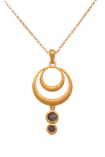 Load image into Gallery viewer, Strength Double Circle Pendant 24K Fair Trade Gold Vermeil in Various Gemstones Labradorite