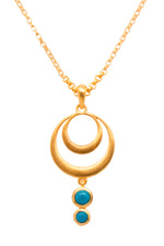 Load image into Gallery viewer, Strength Double Circle Pendant 24K Fair Trade Gold Vermeil in Various Gemstones