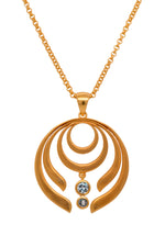 Load image into Gallery viewer, STRENGTH LARGE BLUE TOPAZ PENDANT 24K GOLD VERMEIL - Joyla Jewelry