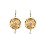 Load image into Gallery viewer, Sun Ray Earrings 24K Gold Vermeil with Labradorite or Rainbow Moonstone Labradorite