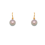 Load image into Gallery viewer, French Wire Grey Pearl Earrings 24K Fair Trade Gold Vermeil