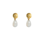 Load image into Gallery viewer, GRATITUDE SWIRL AND RAINBOW MOONSTONE EARRINGS FAIR TRADE 24K GOLD VERMEIL - Joyla Jewelry