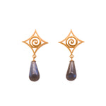 Load image into Gallery viewer, Gratitude Cabochon Drop Post Earrings 24K Gold Vermeil