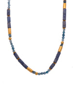 Load image into Gallery viewer, Dumortierite, London Blue Topaz, and Aquamarine 3mm Bracelet and Necklace 24K Gold Vermeil