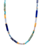 Load image into Gallery viewer, Turquoise, Pearls, Lapis, Zircon, Chrysocolla, Dumortierite, Labradorite, and Sky Blue Topaz Necklace and Bracelet 24K Fair Trade Gold Vermeil