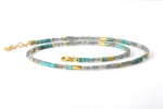 Load image into Gallery viewer, LABRADORITE & TURQUOISE NECKLACE 3MM FAIR TRADE 24K GOLD VERMEIL - Joyla Jewelry