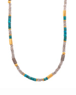 Load image into Gallery viewer, Labradorite and Turquoise 3mm Necklace 24K Fair Trade Gold Vermeil