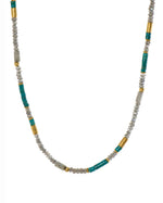 Load image into Gallery viewer, Labradorite and Turquoise 3mm Necklace 24K Fair Trade Gold Vermeil