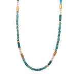 Load image into Gallery viewer, Turquoise and White Pearls Necklace and Bracelet 24K Fair Trade Gold Vermeil