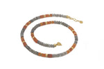 Load image into Gallery viewer, LABRADORITE & CARNELIAN NECKLACE 5MM FAIR TRADE 24K GOLD VERMEIL - Joyla Jewelry