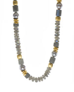 Load image into Gallery viewer, Labradorite and Grey Pearl Bracelet and Necklace 24K Fair Trade Gold Vermeil