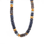 Load image into Gallery viewer, Polished Dumortierite, Sky Blue Topaz and Labradorite 8mm Necklace 24K Fair Trade Gold Vermeil