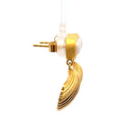 Load image into Gallery viewer, Aloha Shell Pearl Post Drop Earrings 24K Gold Vermeil