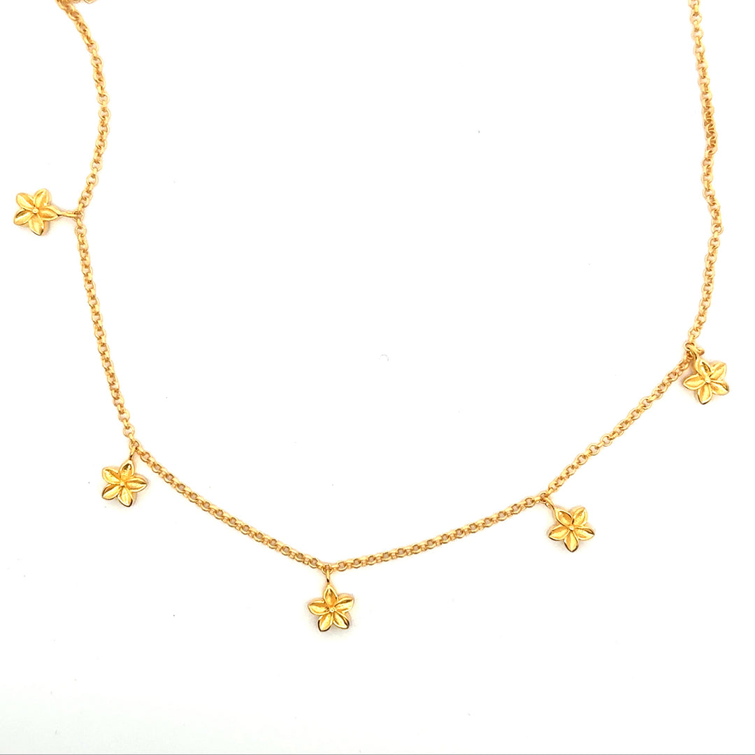Aloha 5 Flower Necklace 24K Gold Vermeil 8MM
