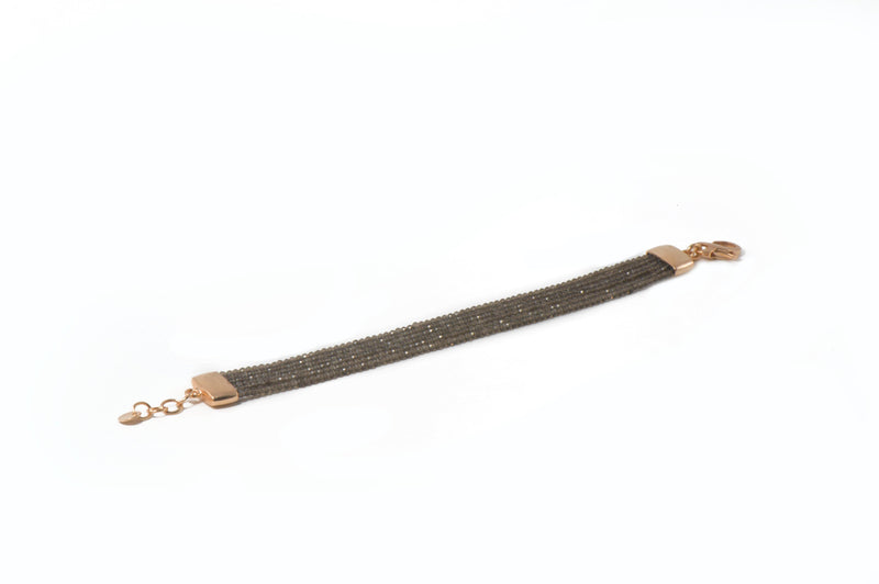 SIX STRAND BRACELET WITH FACETED SMOKY QUARTZ FAIR TRADE 24K GOLD VERMEIL - Joyla Jewelry