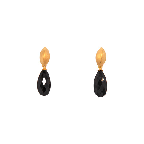 Bliss Drop Black Spinel 24K Gold Vermeil Earrings