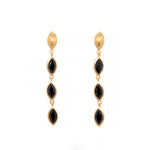 Load image into Gallery viewer, Bliss Three Stone Dangle Earrings 24K Gold Vermeil