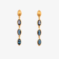 Bliss Three Stone Dangle Earrings 24K Gold Vermeil
