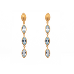 Load image into Gallery viewer, Bliss Three Stone Dangle Earrings 24K Gold Vermeil