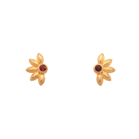 Bliss Flower Earrings Garnet 24K Gold Vermeil
