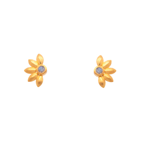 Bliss Flower Labradorite Earrings 24K Gold Vermeil