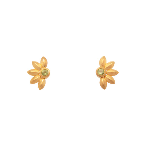 Bliss Flower Peridot Earrings 24K Gold Vermeil