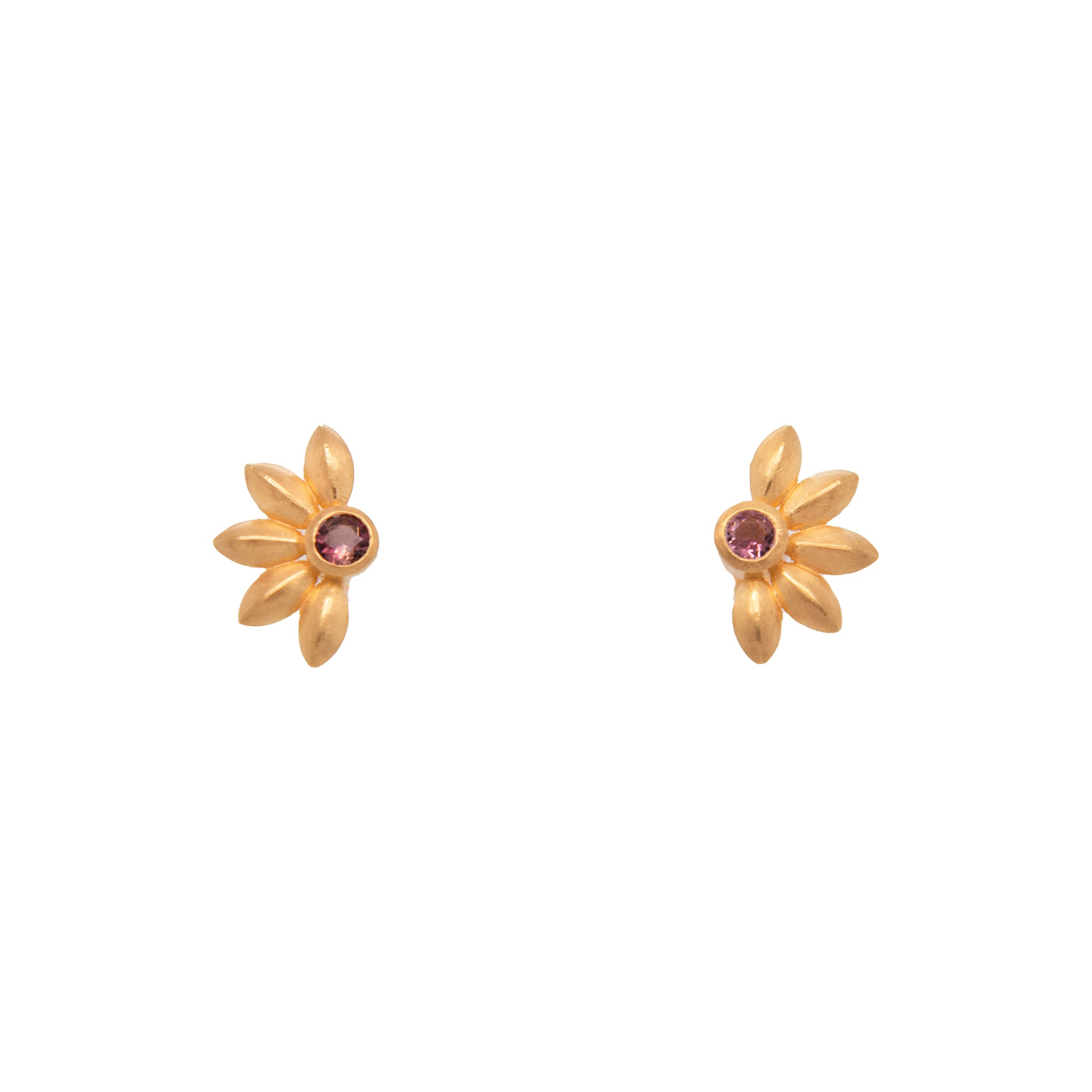 Bliss Flower Pink Tourmaline  Earrings 24K Gold Vermeil