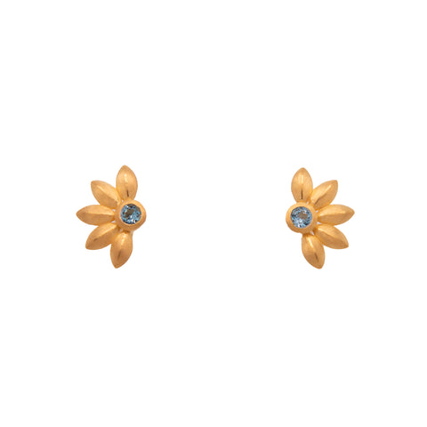Bliss Flower Sky Blue Topaz Earrings 24K Gold Vermeil